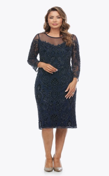 Jesse Harper collection, Style Code JH0266 MIDNIGHT, Short beadeed dress with mesh top